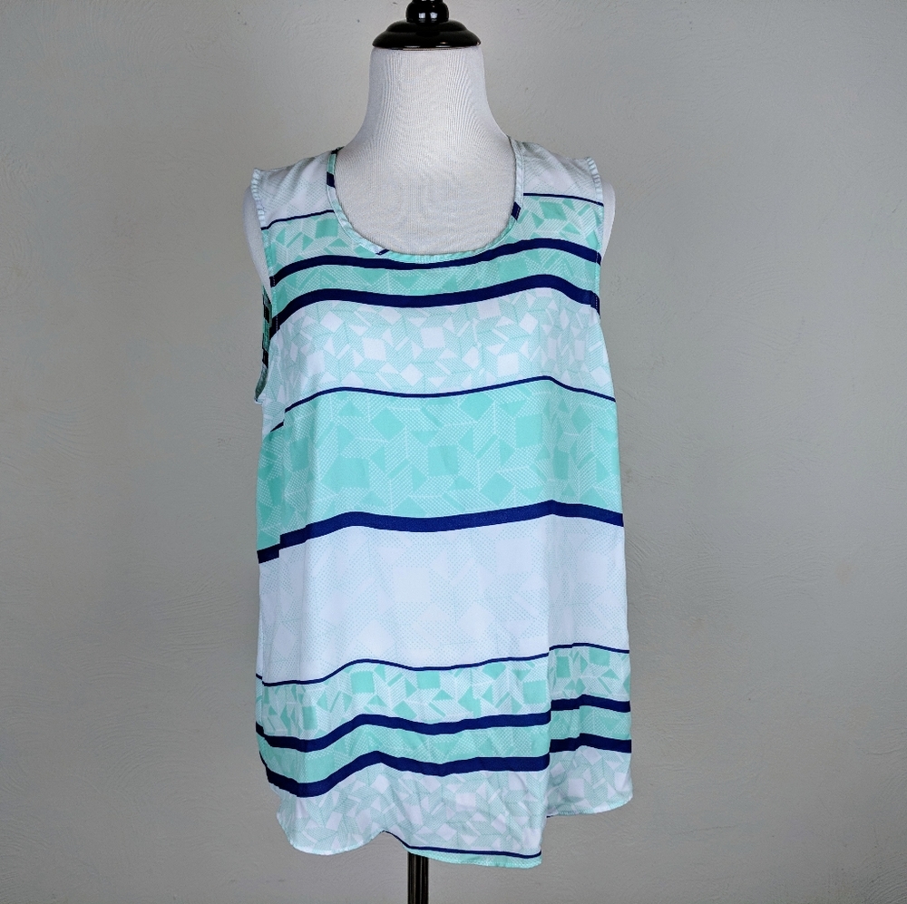 Olive and Oak Tank Top Blue Green Geometric Stripe Spring Summer Tropical Boho